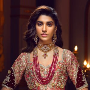 22K Bridal Gold Bridal Set With Ruby Malla