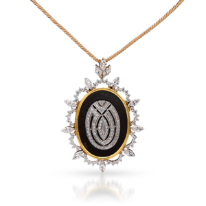 Diamond Polki Spinel Black Portrait Pendant