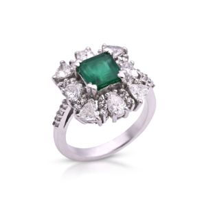 Diamond Polki Ring with Green Stone