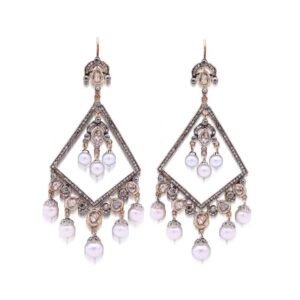 Diamond Polki Earrings With Pearls