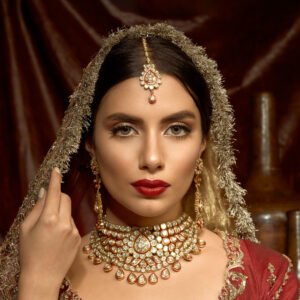 Diamond Polki With Red Meena