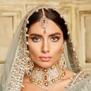 Diamond Polki Kundan Maharani Set With Matha Patti