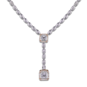 Diamond Polki Linear Drop Necklace With White Gold
