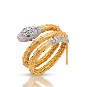 Gold Snake Design Shining Zirconia