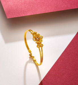Solid Flower Gold Bracelet