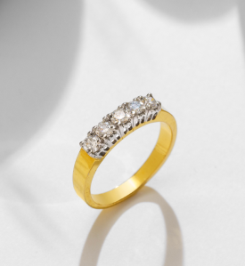 Gold Band & Diamond Ring
